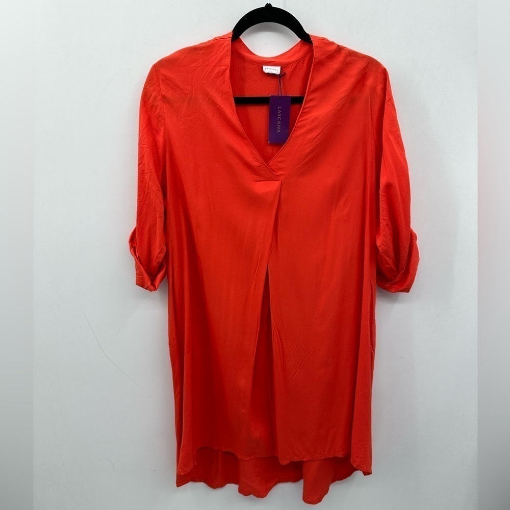 LASCANA 100% viscose rollable arm woman's orange swim cover.  NWT 8